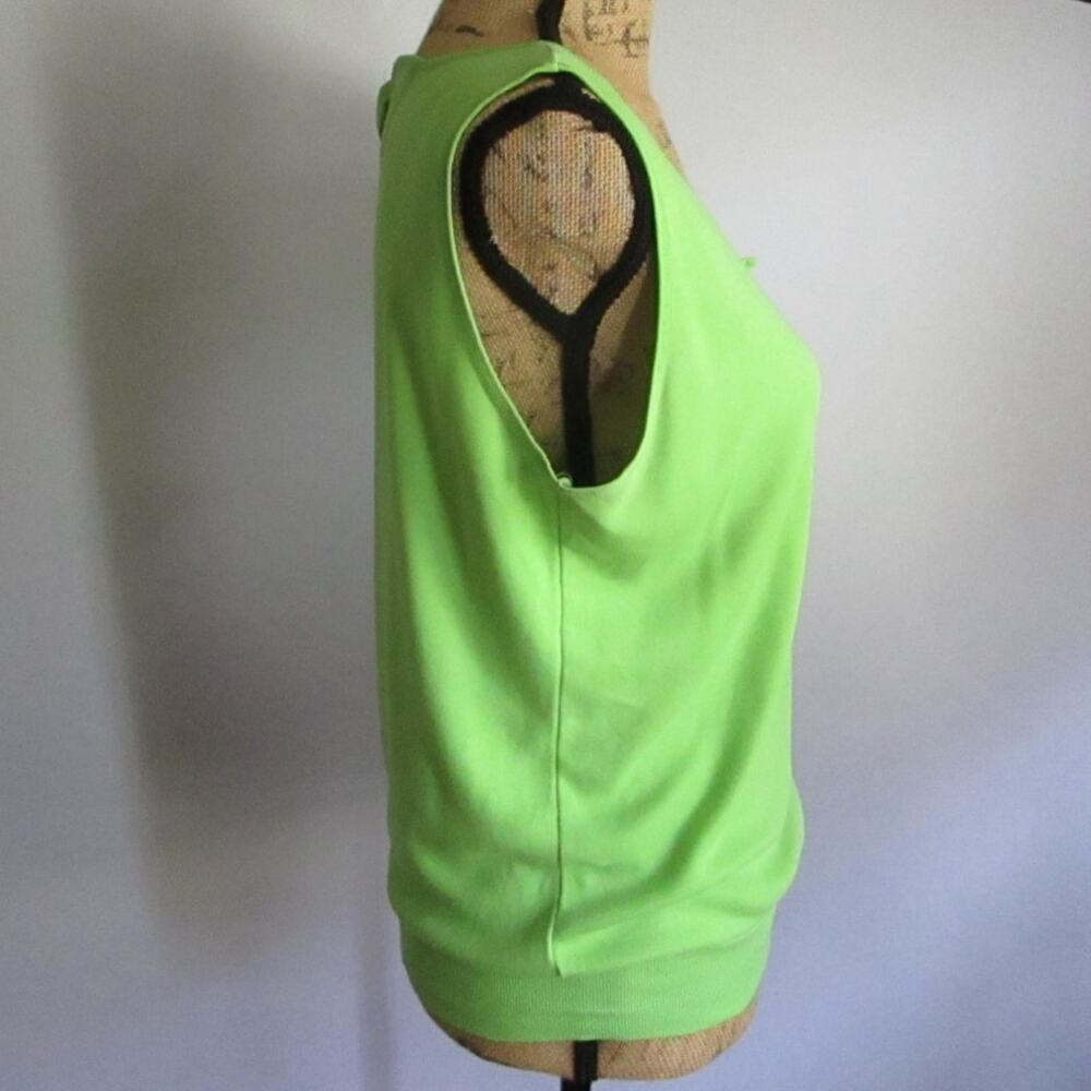 Vintage 80s Pistachio Green Henley Tank Top Sleeveless M - Picture 6 of 17